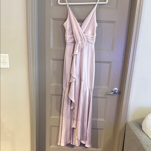 Elegant Pink Ruffle Maxi Dress
